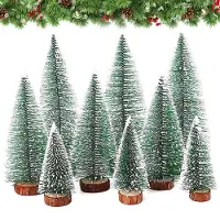 Sonstiges Ensemble de 9 mini-sapins de Noël artificiels, 3 tailles différentes, avec socle en bois