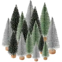 Sonstiges Mini sapin de Noël artificiel, lot de 15, 3 couleurs, base en bois