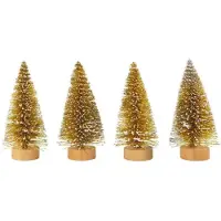 Sonstiges Mini sapin de Noël artificiel, 4,5 cm x 10,5 cm, couleur or, lot de 4