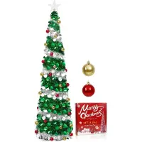 Sonstiges Arbre de Noël artificiel, 180 cm, vert et argent, pliable