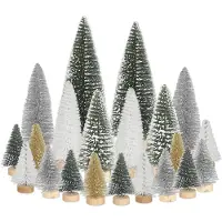 Sonstiges Mini sapin de Noël décoratif, 21 pièces, artificiel, petit, vert, argent, blanc, or, de 4,5/10/15 cm, pour décoration de table, décorations d'hiver, accessoires pour village de Noël, bricolage