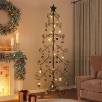Prolenta Maison Exclusive - Sapin de Noël en métal, couleur noire, pour décoration, 215 cm