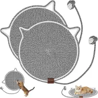 Merkloos Protège-meubles en coton, forme ronde, gris, dimensions 43x43 cm, lot de 2