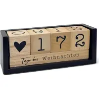 Merkloos Calendrier de l'Avent en bois, cube commémoratif, 432 jours, noir et naturel, pour mariage