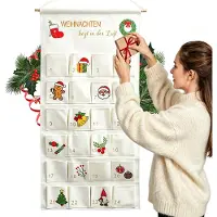Dripio Calendrier de l'Avent en tissu, avec 24 compartiments, réutilisable, dimensions : 30x30 cm