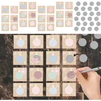 Dripio Calendrier de l'Avent à gratter, 24 cartes, avec attaches, ficelle, dimensions : 8x8 cm