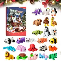 Dripio Calendrier de l'Avent comprenant 24 éléments, figurines d'animaux imprimées en 3D, articulées