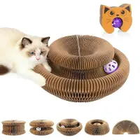 Merkloos Arbre à gratter pour chats, en carton ondulé, avec des clochettes et des coussinets pour les griffes, jouet pour chats