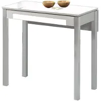 Dripio Table de cuisine extensible, dimensions 80x40 cm, blanche, en métal et en verre