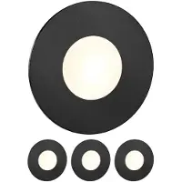 Ledscom.de : 4 spots LED pour escaliers/appliques murales FEX, pour intérieur et extérieur, ronds, noirs, diamètre 85 mm, lumière blanc chaud