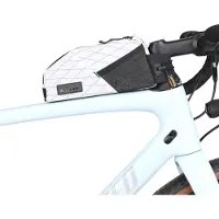 Merkloos Sacoche de cadre pour vélo, 1,2 litre, étanche, blanc, avec deux poches en filet, idéale pour les trajets quotidiens