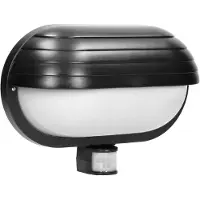 Virone MUSAM, luminaire de jardin avec détecteur de mouvement 180°, 1x60W, E27, IP44, avec abat-jour, plastique, noir
