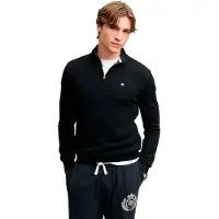 Superdry Prep Essential Cotton Half Zip Sweater Noir L Homme