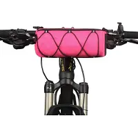 Merkloos Sacoche de guidon pour vélo, rose, avec bandoulière, sac à rouleau, pour VTT
