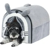 Merkloos Omgoods - Panier pour chiens de taille moyenne - Avec rideaux - Housse lavable