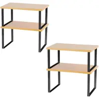 Merkloos Omgoods - Organisateur empilable pour placards - Organisateur de cuisine - Organisateur de planches - Boîte de rangement en métal/bois - Lot de 4 - Gain de place - Étagère de rangement