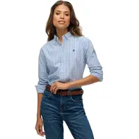 Superdry pour femme. W4010565A Chemise slim oxford bleu (XXS), Casuel, Coton, Classique, Manche longue