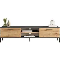 Skye Decor , meuble TV moderne, 160 cm, hauteur 39,1 cm, profondeur 35 cm | Panneau de particules 100 % mélaminé, épaisseur 18 mm | Atlantic Pine & Anthracite, design industriel élégant.