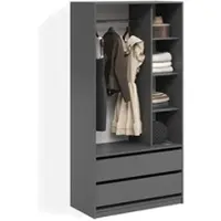 Livinity Armoire à vêtements Trento Anthracite avec 2 tiroirs, Model 58964