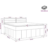 vidaXL Lit boxspring avec matelas Marron foncé 140 x 200 cm Tissu