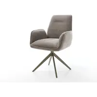 DELIFE Chaise-pivotante Zoa-Flex tissu structuré doux taupe pied croisé large aspect titane pivotement sur 360° fonction bascule ressorts ensachés