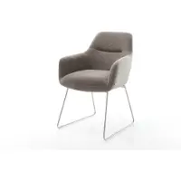 DELIFE Chaise-de-salle-à-manger Pejo-Flex tissu structuré doux taupe pied trapèze acier inoxydable ressorts ensachés