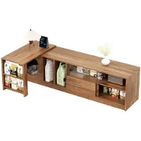 StarTech.com Meuble TV moderne - Modèle B03 - Éclairage LED - Espace dédié aux chats sans coussins - Portes en verre renforcées en acier - 1 tiroir - Dimensions : 180 x 40 x 50 cm - Couleur A