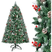 UISEBRT Arbre de Noël artificiel 180CM Sapin vert PVC Cônes de sapin Arbre de décoration pour Noël-Décoration
