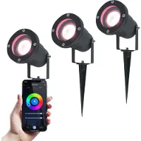 HOFTRONIC™ HOFTRONIC - Lot de 3 Spots à piquer jardin connectés 5,5W 345lm IP65 Noir RGBWW Wifi Bluetooth