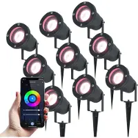 HOFTRONIC™ HOFTRONIC - Set 9 lampes à piquer jardin 5,5W 345 lm IP65 Noir RGBWW Wifi Bluetooth