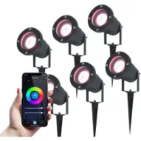 HOFTRONIC™ HOFTRONIC - Lot de 6 Spots à piquer jardin connectés 5,5W 345lm IP65 Noir RGBWW Wifi Bluetooth