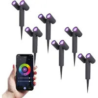 HOFTRONIC™ HOFTRONIC - Lot de 6 spots à piquet LED double 11W 690lm RGBWW IP65 Noir