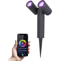 HOFTRONIC™ HOFTRONIC - Double spot à piquet LED jardin 11W 690lm RGBWW IP65 Noir