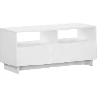 Syfax Support TV 90 x 34,5 x 40 cm, blanc, en panneaux de fibres de bois