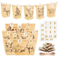 Sonstiges Calendrier de l'Avent à remplir : 24 sachets en papier avec autocollants et clips