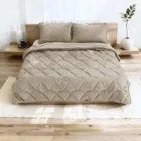 Merkloos Couette Steppbett en velours super doux, 240 x 200 cm, couleur taupe/gris, lavable, pour chambre à coucher