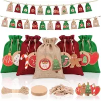 Sonstiges Calendrier de l'Avent à remplir, 24 pièces, 18 x 13 cm, en jute, avec accessoires, modèle 2026