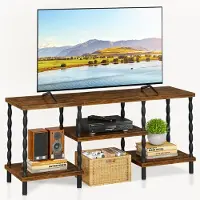 Merkloos Meuble TV rustique, couleur marron, pour téléviseurs jusqu'à 55 pouces, avec espace de rangement, meuble de salon