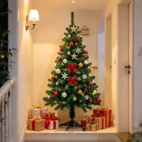 UISEBRT , sapin de Noël artificiel de 1,2 mètre de haut, de couleur blanche, avec un feuillage dense, une base en acier stable, fabriqué en PVC ignifugé, et facile à ranger pour gagner de la place