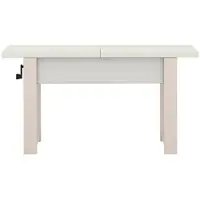 MINIO go for it MINIO – Table basse extensible "HANKO", couleur blanc alpin / pieds en bois de couleur cachemire
