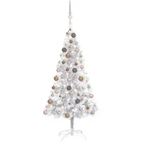 Prolenta Maison Exclusive - Sapin de Noël artificiel, éclairage et boules argentées, 150 cm
