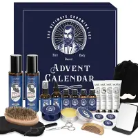 Merkloos Calendrier de l'Avent 2025, comprenant 24 articles, coffret d'entretien de la barbe, pour hommes