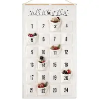 Dripio Calendrier de l'Avent en tissu, dimensions 105x62 cm, vierge, noir et blanc, brodé