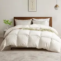Merkloos Couette Donsdekbed Medium, chaleur modérée, 200 x 200 cm, garnie en duvet et plumes d'oie, adaptée aux 4 saisons, pour chambre à coucher
