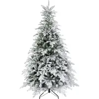 Youjia Sapin de Noël 180 cm, avec neige artificielle, ignifugé, montage et démontage rapide, base métallique