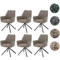 Mendler Ensemble de 6 chaises de salle à manger, modèle HWC-G67, pivotantes, avec système de positionnement automatique, revêtues en chenille (410g/m²), structure noire ou marron