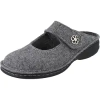Finn Comfort Brig : Chaussons d'intérieur pour femmes, couleur gris, en feutre de laine - Taille : 38