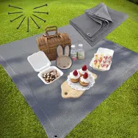 Sonstiges Tapis pour tente, tapis pour auvent, gris, 4m x 6m, en HDPE, pour extérieur, antidérapant, durable, tapis pour devant la tente