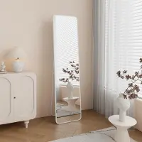 Dripio Miroir mural ou sur pied, dimensions 150x40 cm, blanc, rectangulaire, design moderne