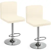 Merkloos Housses pour tabourets bar, lot de 2, en polyester extensible, couleur crème, pour tabourets bar avec dossier